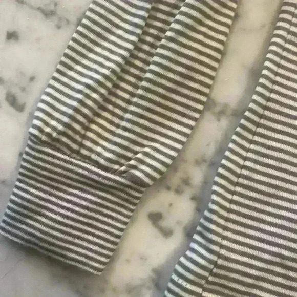 Vintage lands End  striped turtleneck, gray, and white - Picture 2 of 5